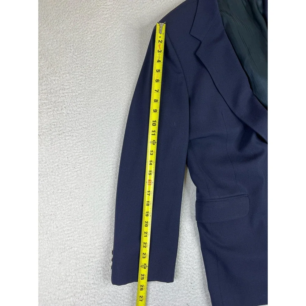 Stafford Blazer Mens 43 Long Navy Blue 100% Wool Gold Buttons Sport Coat USA